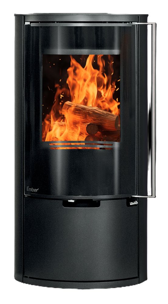 Salamandra a lenha Ember E-14 VG porta totalmente em vidro