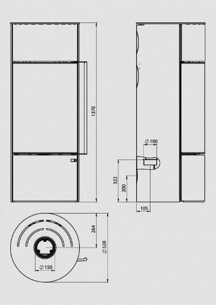 Salamandra a lenha Ember F-11 VG porta totalmente em vidro