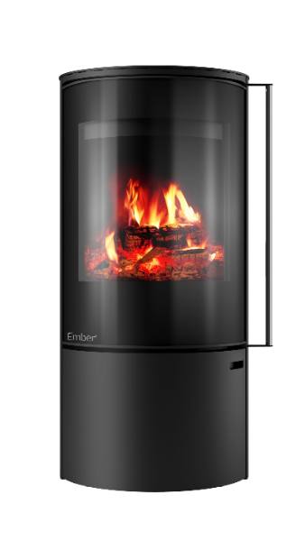 Salamandra a lenha Ember F-14 VG porta totalmente em vidro